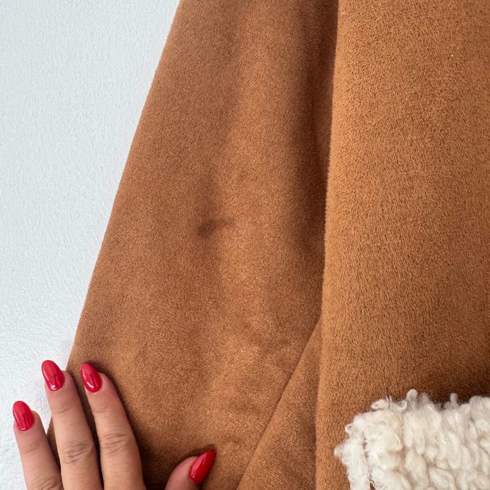 Cider Brown and White Boho Shearling Jacket - Picture 3 of 5